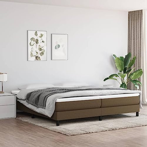 MOBCANT Bettgestell ohne Matratze, Doppelbett Bett Bettstütze Futonbett Geeignet für Schlafzimmer Schulen Wohnungen Hotel Dunkelbraun 200x200 cm Stoff