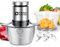 Kitchen in the Box Zerkleinerer Küche Elektrisch 400W Multizerkleinerer, fleischwolf mit 2 Schüsseln (1L Glasschüssel+2L Stahlschüssel) und 2 Bi-Level Klingen, Zerkleinerer für Gemüse,Zwiebeln,Fleisch