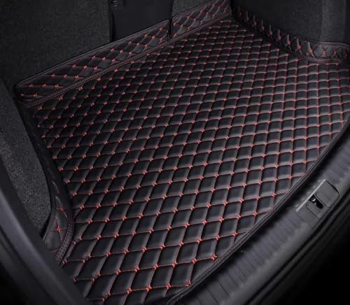 Auto Kofferraummatten für Skoda Kodiaq II 2024-,Wasserdicht Antirutsch Kofferraum Schutzmatte Leder Kofferraumwanne Interieur Zubehör,A/Black-Red