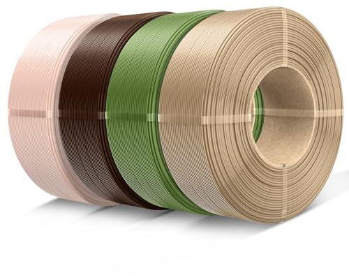 SUNLU 4KG PETG Filament Refill 1.75mm, Haut+Kakaobraun+Olivgrün+Eiche | No-Spule PETG 3D Drucker Filament Bundle, 3D Filament Refill for Reusable Spulen Compatible with Bambu Lab Filament Drucker
