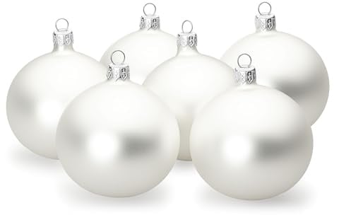Sikora Essentials Klassische Christbaumkugeln aus Glas - matt - 6 Farben 3 Größen Premium Qualität, Farbe:Silber Matt 6er Set, Höhe in cm:6 cm
