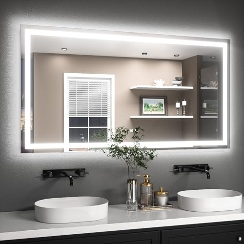 TETOTE Badspiegel mit Beleuchtung 150x80cm - Badezimmerspiegel Beleuchtet | Beschlagfrei Badezimmer Wandspiegel Ohne Rahmen Bad Spiegel mit Led Touch-Schalter, 3 Lichtfarben Dimmbar Speicherfunktion