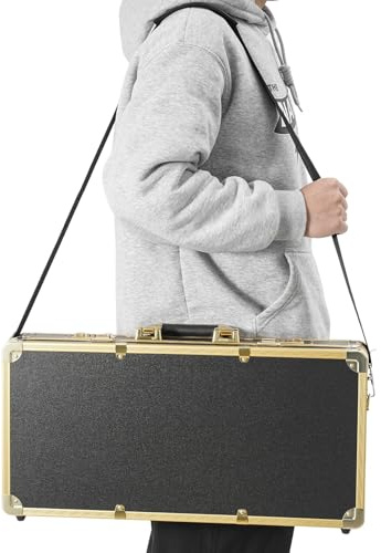 Flight Case with Shoulder Straps Aluminium Hairdressing Toolbox Barber Case with Handle and Secure Numlock 40 * 31 * 16cm Toolbox, Storage Electrical, Photography, Hairdressing (Golden)