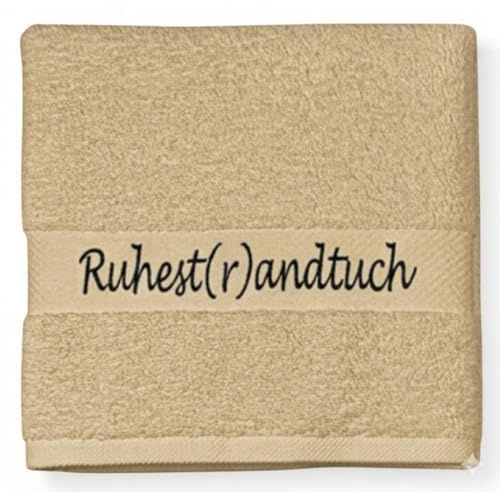 Arthi® Geschenk zum Ruhestrand Bade- Duschtuch inkl. Stickerei Ruhest(r) andtuch100% Baumwolle 50x100cm / 100x150cm nützliche Geschenke (Beige, 100x150)