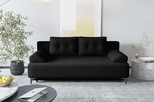 99rooms Fiora Couch Schlafsofa Sofa Strukturstoff Neve Schwarz