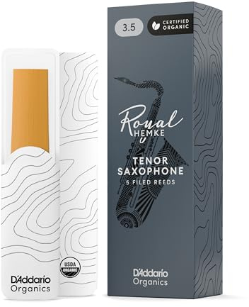D'Addario Organic Royal Hemke Tenor Saxophone Reeds, Strength 3.5, 5-pack
