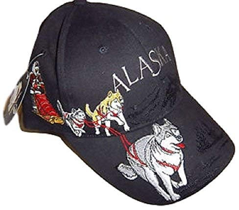 Alaska Husky Dog Team Schlitten Hund Detaillierte Ballmütze Schwarz