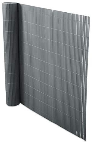 etm PVC Screening Fence, Protective Privacy Fencing Screen for Balcony, Garden, Terrace and Patio, Grey - 100 x 300 cm