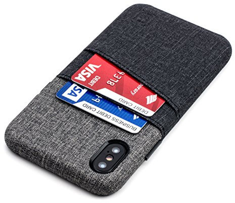 Dockem Luxe Cover Portafoglio per iPhone X/XS: Custodia Minimalista con Porta Carte in Pelle Sintetica con Design a Tela UltraGrip, Cover a Scatto Sottile e Professionale con 2 Tasche per Tessere