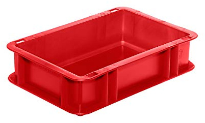 Certeo Euro-Format-Stapelbehälter, Wände und Boden geschlossen - LxBxH 300 x 200 x 75 mm - Rot, VE 5 Stk - Euronorm Stapelkasten aus Polypropylen (PP)