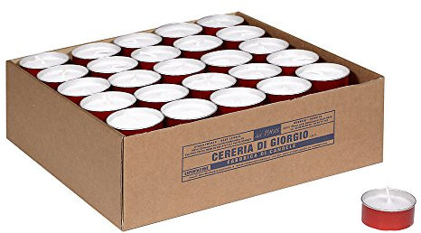 Cereria di Giorgio Liturgico Tealight, Cera, Rosso, 4.7x4.7x2 cm, 100 unità