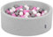 KiddyMoon Bällebad 90X30cm/200 Bälle ∅ 7Cm Bällepool Mit Bunten Bällen Für Madchen Babys Kinder Rund, Hellgrau:Grau/Weiß/Hellpink