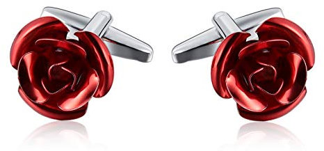 Epinki Boutons de Manchette pour Homme en Acier Inoxydable Fleur Rose Rouge Chemise Mariage Entreprise Classique avec Boîte Cadeau