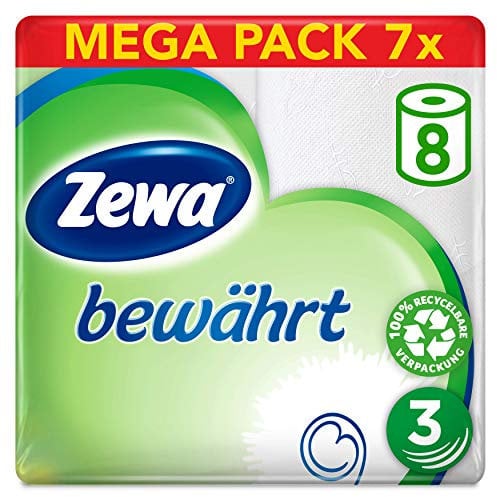 Zewa Toilettenpapier Bewährt, Riesenpackung 7 X 8 Rollen Mit Je 150 Blatt, 7 Packungen