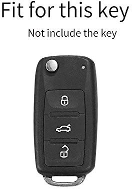 ontto Coque de clé de Voiture à 3 Boutons en Cuir véritable ABS avec Porte-clés Compatible avec Volkswagen Golf Beetle Seat Skoda Jetta Passat.