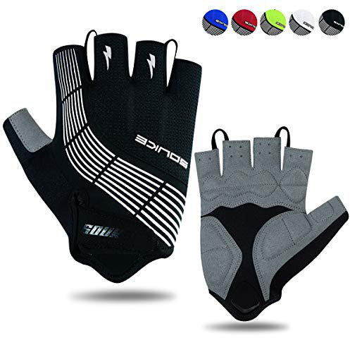 Souke Sports Fahrradhandschuhe Halbfinger Herren Damen Gel Stoßdämpfung Fitness Handschuhe Atmungsaktiv Anti-Rutsch Radhandschuhe