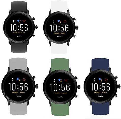 Compatible for Fossil Carlyle Hr Bands, Blueshaw Sport Silicone Replacement Strap for Fossil GEN 5 Carlyle HR/Fossil Garrett Gen 5 / Fossil Gen 4 Explorist HR (5 Pack)