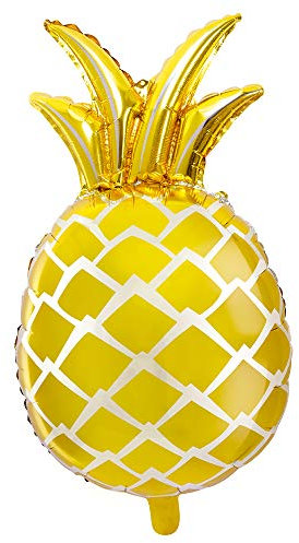 DekoHaus Folienballon Ananas in Metallisches Gold 38 x 63 cm Luftballon Deko