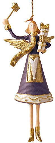 Engel Weihnachten Baumschmuck Figur Deko Hänger Christbaumschmuck Ornament 12 cm (dunkelblau-weiß mit Stern)