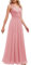 DRESSTELLS Damen Abendkleid Lang Elegant für Hochzeit Chiffon Brautjungfernkleider Bodenlang Cocktailkleid Spitzen Ärmellos Ballkleid Blush 2XL