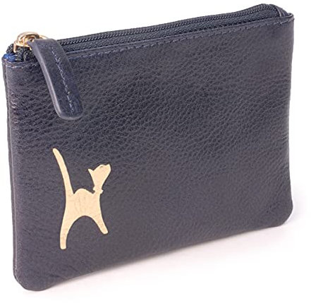 Catwalk Collection Handbags - Petit Portefeuille Femme Cuir - Mini Porte Monnaie - RFID Blocage - Boîte Cadeau - Mimi - Bleu Or