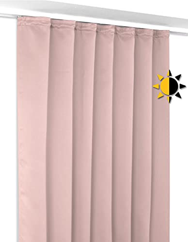 BEAUTEX Verdunkelungsgardine mit Kräuselband U-Band, Blackout Vorhang Blickdicht abdunkelnd, Größe und Farbe wählbar (Breite: 140 cm, Höhe: 225 cm, Altrosa)