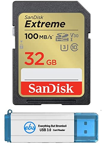 SanDisk Extreme Lot de 5 cartes mémoire SDHC 32 Go compatibles avec caméras Browning Trail (SDSDXVT-032G-GNCIN) Classe 10 UHS-1 U3 4K avec 1 lecteur de carte micro et SD Everything But Stromboli 3.0