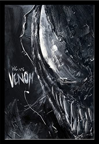 Marvel - Venom - Creepy - Action Film Poster Druck - Größe 61x91,5 cm + Wechselrahmen, Shinsuke® Maxi MDF schwarz, Acryl-Scheibe
