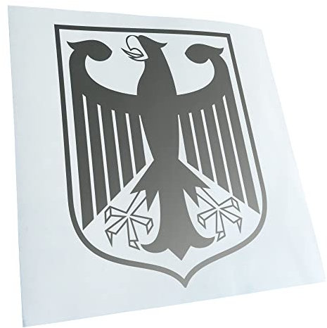 Kiwistar - Autoaufkleber - Silber - 24x19cm Bundeswappen Deutschland Rahmen - Heckscheibe Auto Aufkleber wetterfest für Kfz LKW Mofa Truck - Sticker außen selbstklebend Tuning Zubehör für Fenster