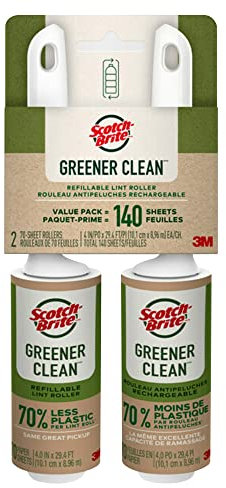 Scotch-Brite Greener Clean - Rodillo de Pelusa (2 Unidades, 70 Hojas/Rodillo)