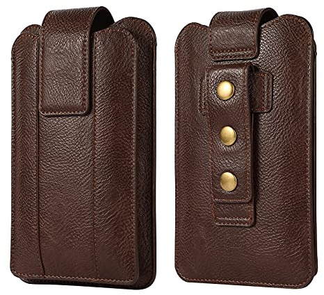 Doppelte Handy Gürteltasche Leder Herren, Universal Tasche für Handys, Smartphone Hüfttaschen Damen Leder Klein Handytasche mit Magnetischer Vertikale Bauchtasche Handyhülle mit Gürtelschlaufe