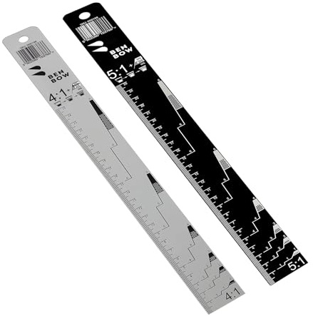 BenBow Aluminium Rührstab/Messstab 4:1/5:1 - ideal für Dosierung und Mischung von Lacken und Farben - zweiseitig - schwarz/Silber