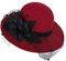 Damen Fedora-Hut mit breiter Krempe, Vintage-Filz, Schlapphut mit Schleier, Winter, Kentucky-Hut, Derby, Hochzeit, Party, Dunkelrot, Medium