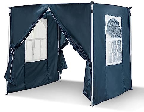 LEMROE Panneaux latéraux de tonnelle 2 x 2 m résistants à l'eau 210D avec fermetures éclair et fenêtres transparentes pour tonnelles de jardin (bleu-2 × 2 m)