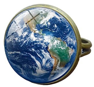 MeLbiz Sternbild, Klimt Ringe für Frauen, Schmuck, Van Gogh, Sternennacht, Foto, handgefertigt, verstellbar, Geschenk für Mädchen, 2.5, Glas, Erstellter Türkis