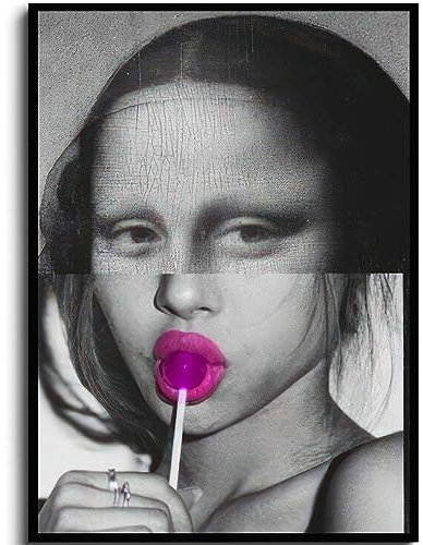 LOARTVE Mona Lisa Lutscher-Poster, trendige, eklektische Wandkunstdrucke, adrette Leinwand, Wanddekoration, Bilder, Gemälde, modernes Schlafzimmer, Wohnzimmer, Heimdekoration, ungerahmt (40,6 x 61 cm)