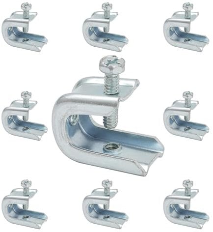 NIDAYE Heavy Duty 1/4-20 Pressed Beam Clamp for Threaded Wire Ring, Zinc Plated Steel Beam Clamp for 1/2 inch Flange, 1/4-20 Thread Rod, 50 Pieces