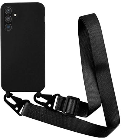 Yichxu Handyband Hülle für Samsung Galaxy A54 5G mit Band, TPU Silikon Handyhülle mit Kordel Lanyard, Schutzhülle mit Kette Stoßfest Nylon Schultergurt Necklace Handy Hülle für Samsung A54, Schwarz