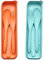 Juego de cubiertos portátil con estuche, 2 juegos de cubiertos de plástico reutilizables Cuchillo Tenedor Cuchara Juego de cubiertos de viaje para camping Picnic Oficina Escuela o uso diario