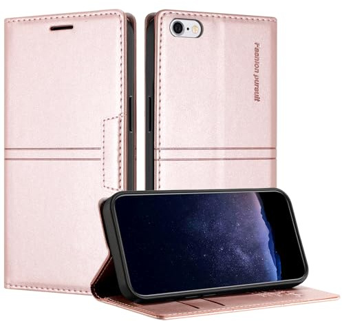 TOUCASA Handyhülle für iPhone 6S Plus/iPhone 6 Plus (5,5 Zoll), PU Leder Brieftasche Flip Stoßfest Hülle, mit [Kartenfächer] [Magnetverschluss] [Ständer] Kompatibel mit iPhone 6S Plus (Rosa)