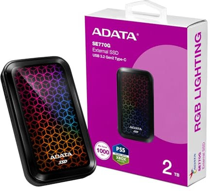 ADATA SE770G RGB External SSD | Portable SSD for Gaming | 2TB
