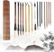 Lot de 15 pinceaux de calligraphie chinoise pour débutants - Différentes tailles avec rideau de stylo - Stylos de calligraphie traditionnels pour dessin, écriture, peinture