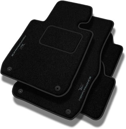 PERFORMANCE Personalisierte Velours Fußmatten Auto passend für Audi A4 B8 2008-2015 - Standard, Perforiert, grau schwarz -Präzise CNC-Stickerei, Design-Lochpaspel, Auto Fußmatten - Perfekt für Autofah