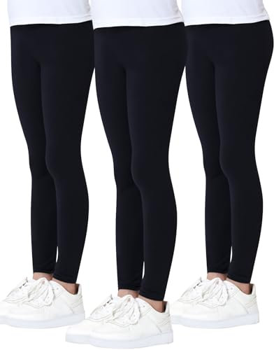 Charmi Mädchen Leggings Sport Baumwoll Hosen 3er-Pack Schwarz 164-170 (Herstellergröße 170)