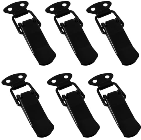 SOTECH 6 Stück Spannverschluss LATCH schwarz 78 mm | Kniehebelspanner Hebelverschluss Kistenverschluss für Werkzeugkasten, Truhe, Tische, Schränke