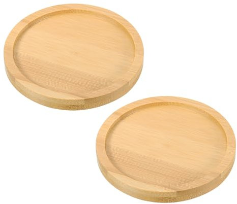 PATIKIL Bambus Holz Untersetzer 2 Stück 3 Zoll Runde Holz Pflanzentablett Bonsai Pflanzen Untersetzer Sukkulententopf für Zuhause Balkon