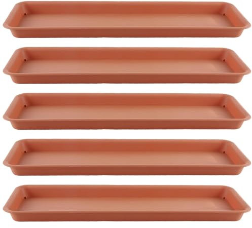 Sharplace Soucoupes pour Plantes, 5 Plateaux rectangulaires pour Pot de Fleur, Plateau de Drainage, Plateaux d'égouttage d'eau pour Cour, Balcon, Jardin, Rouge