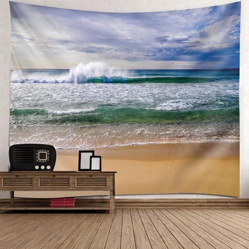 Wandteppich Natur, Meer, Welle, Strandlandschaft Wandteppich für Schlafzimmer Wohnzimmer, 350x256cm