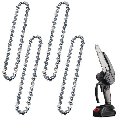 Cadena de motosierra de 4 piezas para barra de 6 pulgadas, cadena de motosierra pequeña, cadena de motosierra eléctrica de 6 pulgadas, cadena de mini motosierra(37 eslabones de transmisión)