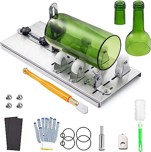 Buntglas-Set, Glasflaschenschneider aus Edelstahl, verstellbares Glasflaschenschneider-Set für Heimwerkerarbeiten, Fester Flaschenschneider für runde und ovale Flaschen, Wein, Bier